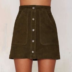 Nasty Gal Ladyland Olive Suede Skirt